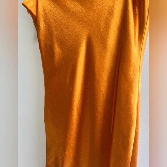 Cinq a Sept Ryder Satin Mini Slip Dress Cowl Neck Knotted Tie Orange Bronze, 6 - Picture 10 of 16